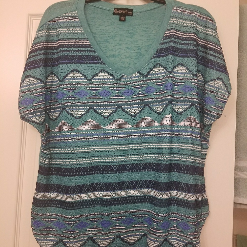 Xtra Large Teal Green and Blue top